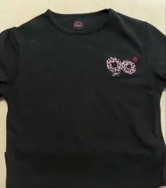 レオパード刺繍 ブラック Tシャツ クロップド丈