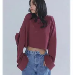 Andequal''back open ribbon sweat,, - メルカリ