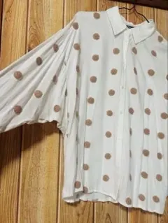 ZARA ホワイト ドット　長袖シャツ
