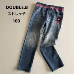 ミキハウス　ダブルビー ストレッチ　パンツ　ダメージ風デニム　騙し絵　女の子　春