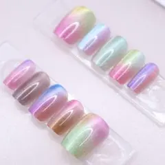 【155】ネイルチップXSサイズ レインボーグラデーション マグネット