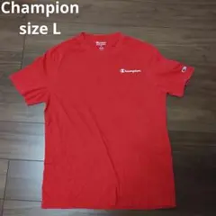 古着 Champion 半袖Tシャツ ワンポイント レッド Lサイズ