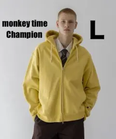 Champion × monkey timeフルジップ フーディー イエロー L