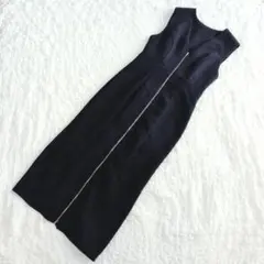 Louere ルエレフロントダブルジップ Iラインジャンパースカート ネイビー