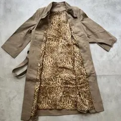 一点物 トレンチコート レオパード裏地 ベージュ ロングコート 総柄 古着