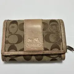 COACH 二つ折り財布 シグネチャー ピンクゴールド