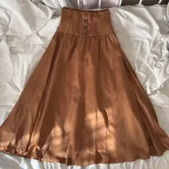 リリーブラウン ブラウン フレアスカート ボタン付き オレンジ