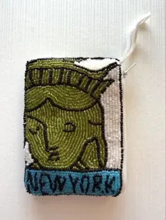 総ビーズ刺繍のポーチ、小銭入れにも