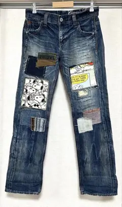 スヌーピーパッチワークデザイン デニムパンツ 66