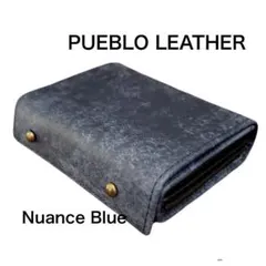 Z5 本革　プエブロレザー　イタリアンレザー　財布　ボックス型　三つ折り　青