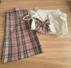 XL女子高生 制服 セット コスプレ シャツ リボン チェックスカート JK