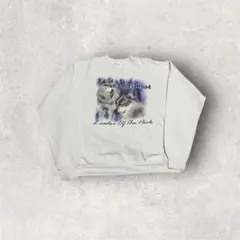 古着 90s USA製 ヴィンテージ スウェット ホワイト アニマル系 XXL