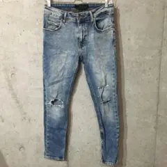 着用1回ZARA ザラ 裾ZIPダメージデニム スキニー　細身