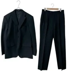 【L】 コムサイズム セットアップスーツ パンツ 長袖 ストライプ 面接 黒
