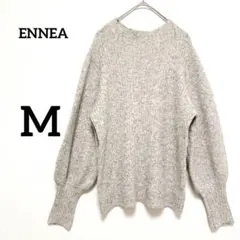 ENNEA 【M】ニット 長袖 グレー　リブ編み　パススリーブ　秋冬
