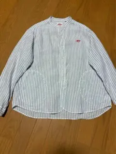 DANTON バンドカラーシャツ 長袖 ストライプ リネン