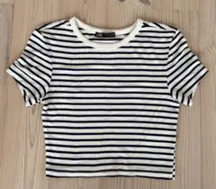 ZARA ザラ ボーダー 半袖Tシャツ クロップド丈