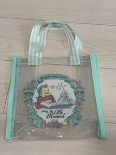 ディズニー　リトルマーメイド クリアバッグ　アリエル　フランダー　ミントグリーン