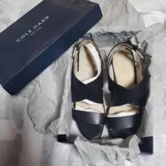 COLE HAAN ブラックレザーウェッジサンダル