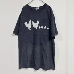 フルーツオブザルーム 半袖Tシャツ クルーネック ニワトリ柄 L 灰 綿