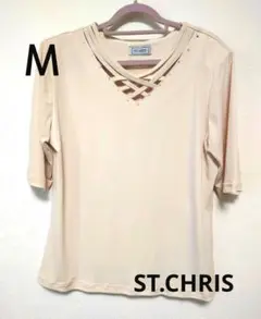 ST.CHRIS 胸元クロスデザインカットソー