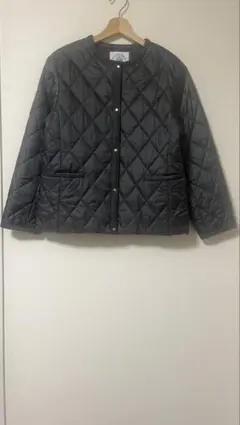 theory luxe ネイビーキルティングノーカラーライトダウンジャケット40 