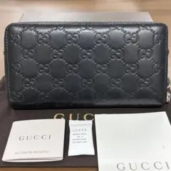GUCCI ブラックレザー 長財布 821213 - メルカリ