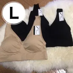 ノンワイヤー ブラジャー 3枚セット Lサイズ　ブラック ベージュ　黒