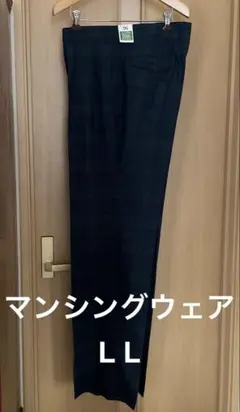 MUNSING WEAR ダークグリーン チェック柄 ゴルフ パンツ メンズ