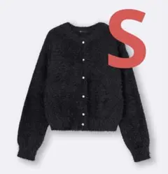 24時間以内発送 GU シャイニークルーネックカーディガン Z ブラック S