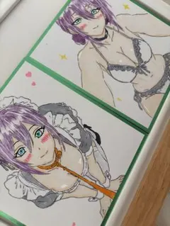 手描きイラスト ファンアート 2枚セット 水着 チェンソーマン レゼ