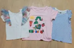 H&M　フリル　ストライプTシャツ　絵本　はらぺこあおむし　Tシャツ　90