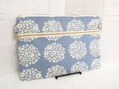 ハンドメイド 【361A】おむつポーチ　サコッシュ　 ダブルファスナーポーチ