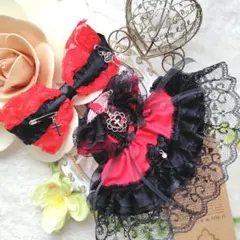 №09-111 ゴスロリ　赤☓黒　ドレス　１６cm　ぬい服