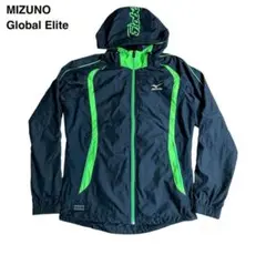 ミズノ　グローバルエリート　ナイロンジャケット　フーディ　黒　緑　野球　L