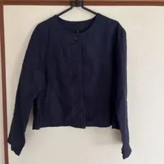 ネイビー ノーカラージャケット Lサイズ