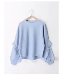 エヘカソポ　サマンサモスモス　セーター　ニット　ブルー　水色　フリル袖