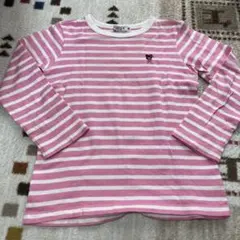ミキハウスDOUBLE.B 長袖カットソー 120cm ピンク/白ストライプ