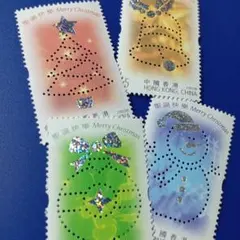 8774 外国切手 2002年 香港 ホログラム クリスマス 美しいデザイン