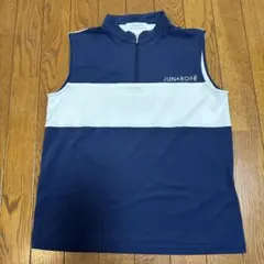 JUN&ROPE ノースリーブシャツ ハーフジップ ネイビーのサムネイル