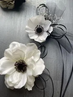 toytoy865 アネモネコサージュ 大中2点セット【白】卒業式 入学 結婚