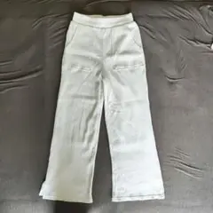 美品【GU】リブストレートパンツ/ポケット付き
