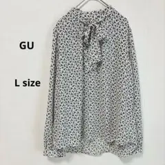 ジーユー　GU ボウタイブラウス　L フラワー　2WAY 長袖　リボン　小花柄
