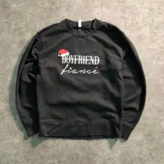 6TAS2 裏起毛 クリスマスロゴ　スウェット 黒 M インポート 古着