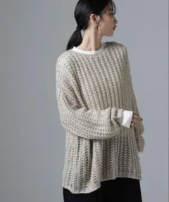 新品ナノユニバースモヘヤライクローゲージニットプルオーバーあみニットセーター