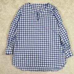 【美品】45R　スピンアップ　チュニック　青　白　チェック　R刺繍　２　M相当のサムネイル