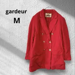 希少✨ドイツ製ヴィンテージ ダブルジャケット【M】鮮烈赤 金ボタン ウール混