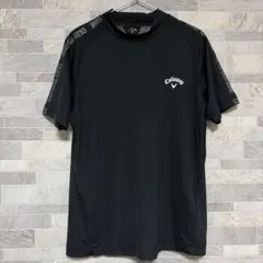 キャロウェイ モックネック半袖シャツ ロゴ 袖ライン ブラック メンズ L