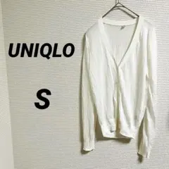 【UNIQLO ユニクロ】Vネック 薄手カーディガン S オフ白 ベーシック春