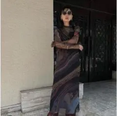 【美品】AMERI CROOKED STRATUM SHEER DRESS